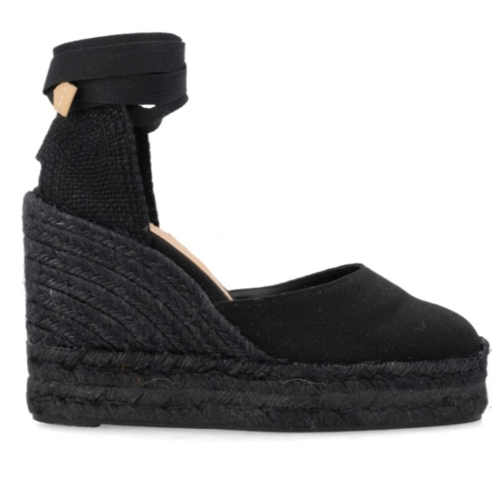 Castañer Black Espadrille Wedge Heels | Size 6 | Classic & Chic